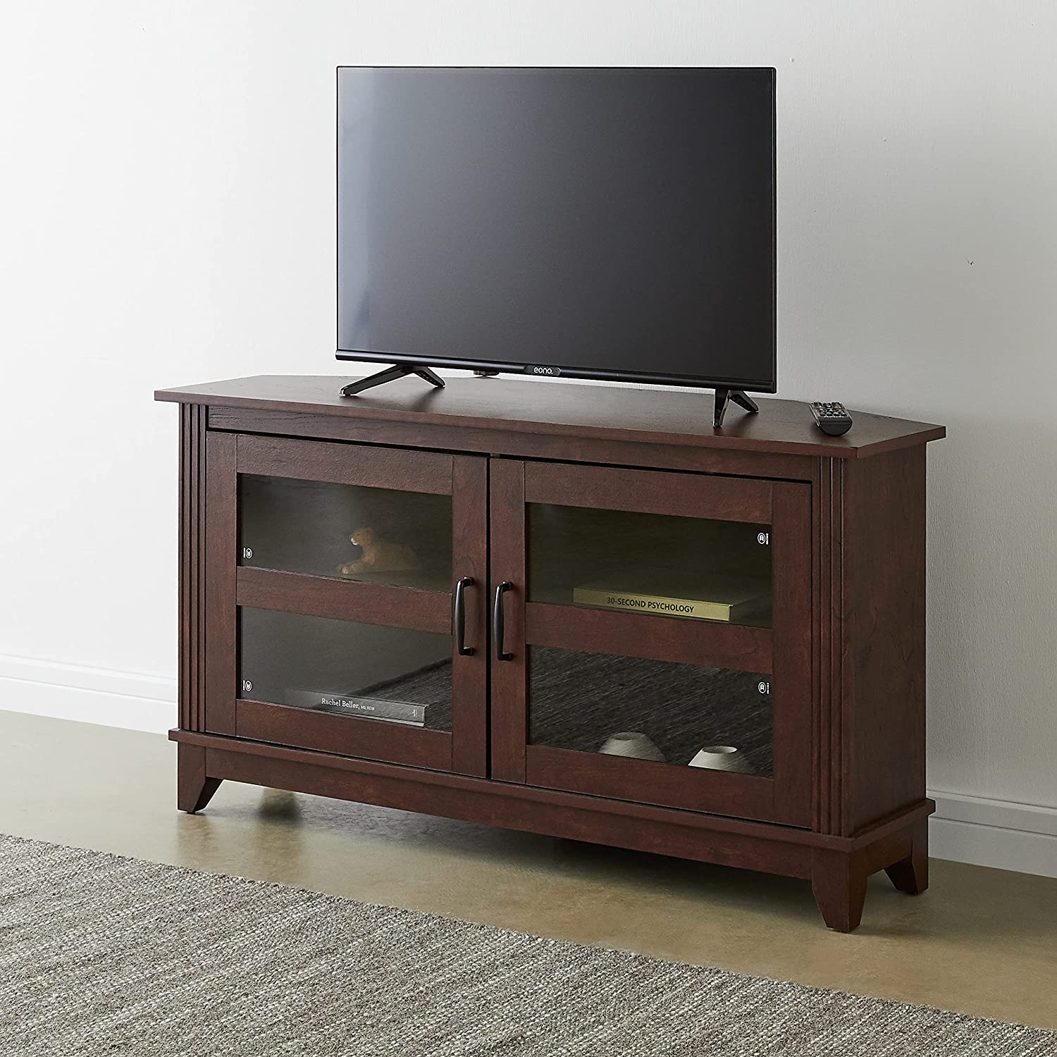 Rockpoint Adonia Wood Corner TV Stand Media Console, 44-inch - Milk Chocolate