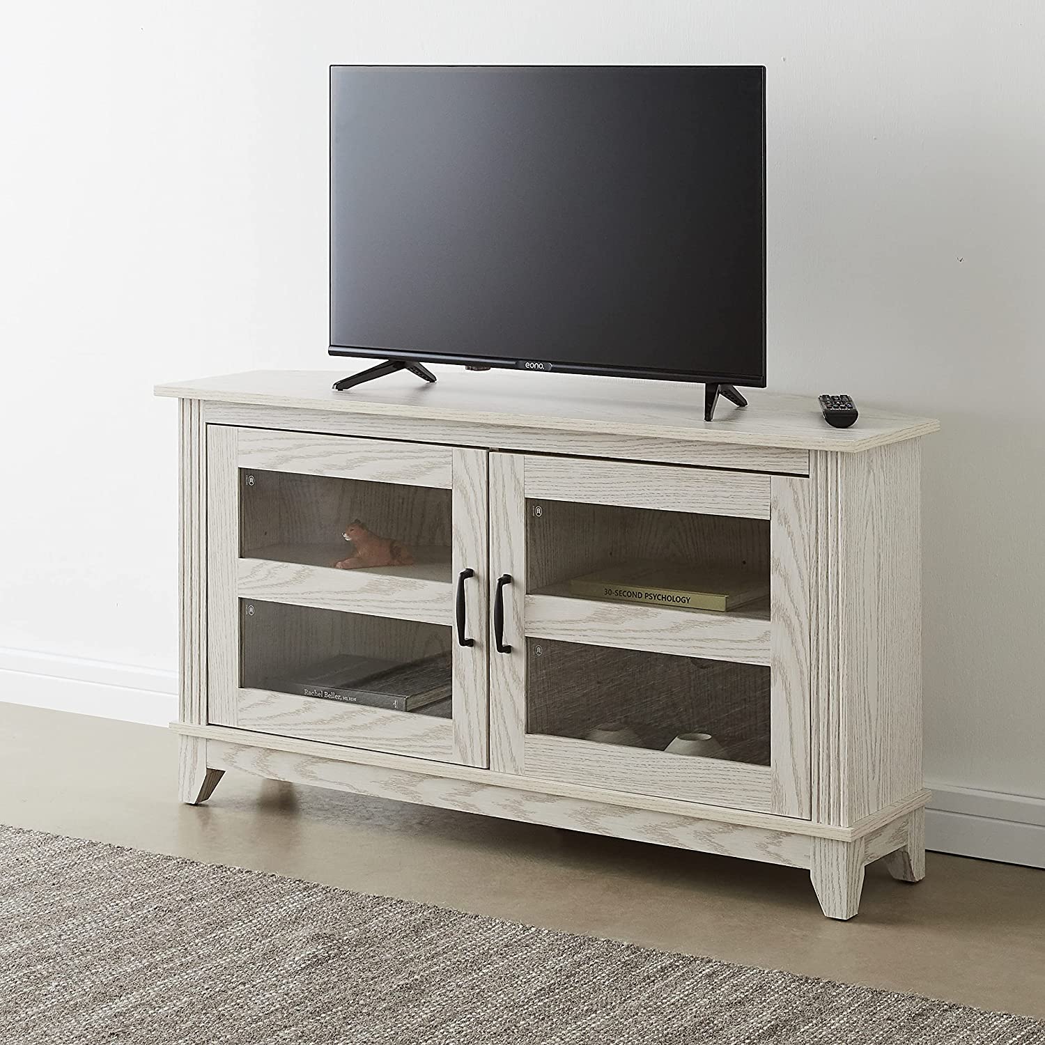 ROCKPOINT Modern Farmhouse 44inch Corner Universal TV Stand Living Room Storage Console