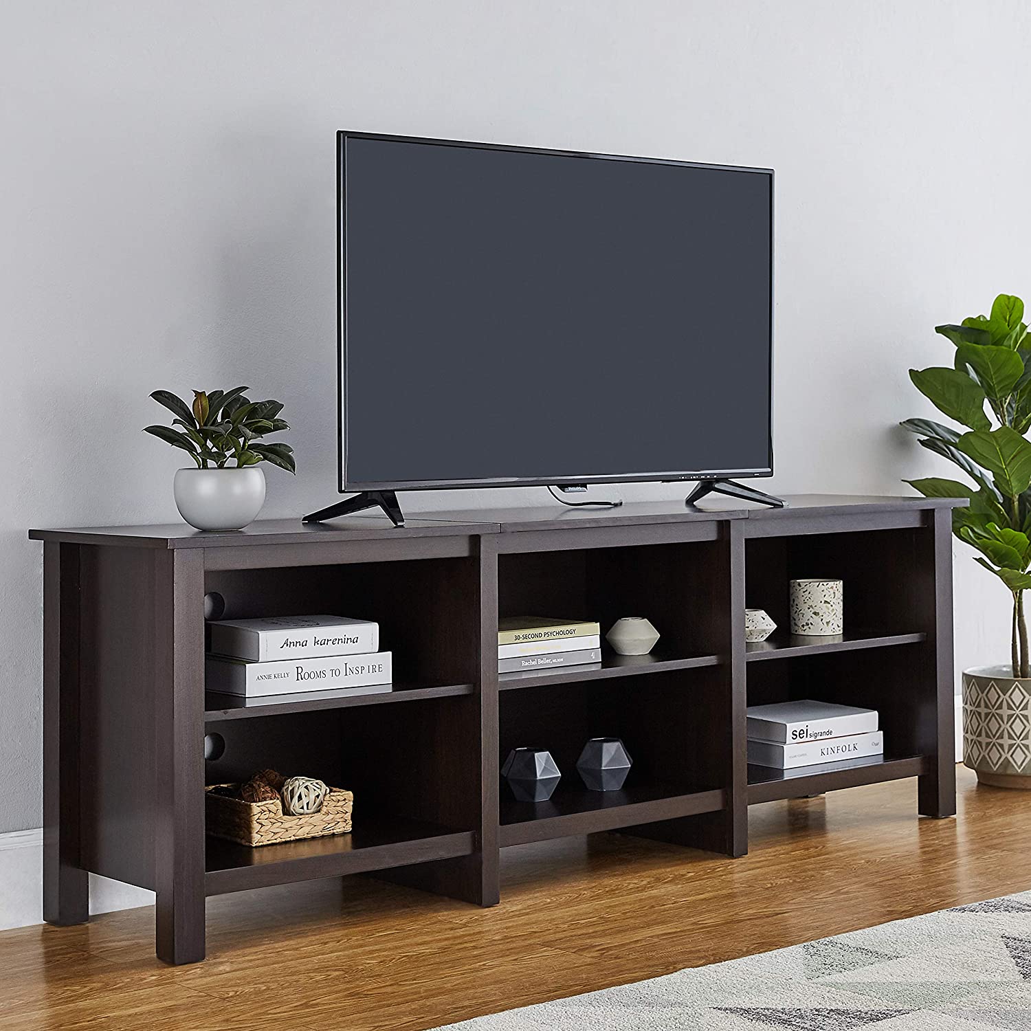 ROCKPOINT 70inch TV Stand Storage Media Console Entertainment Center,Brown