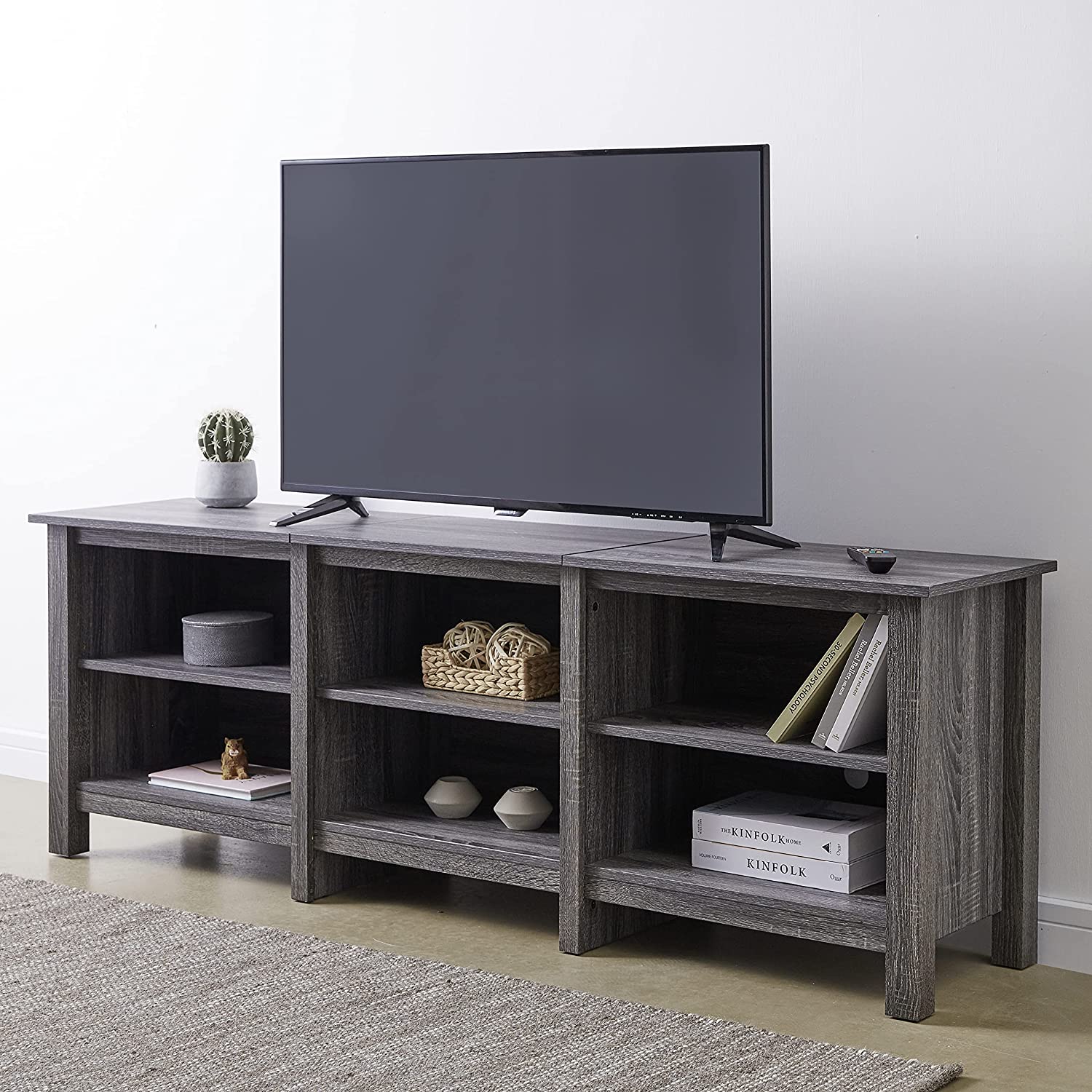 ROCKPOINT 70inch TV Stand Storage Media Console Entertainment Center,Charcoal