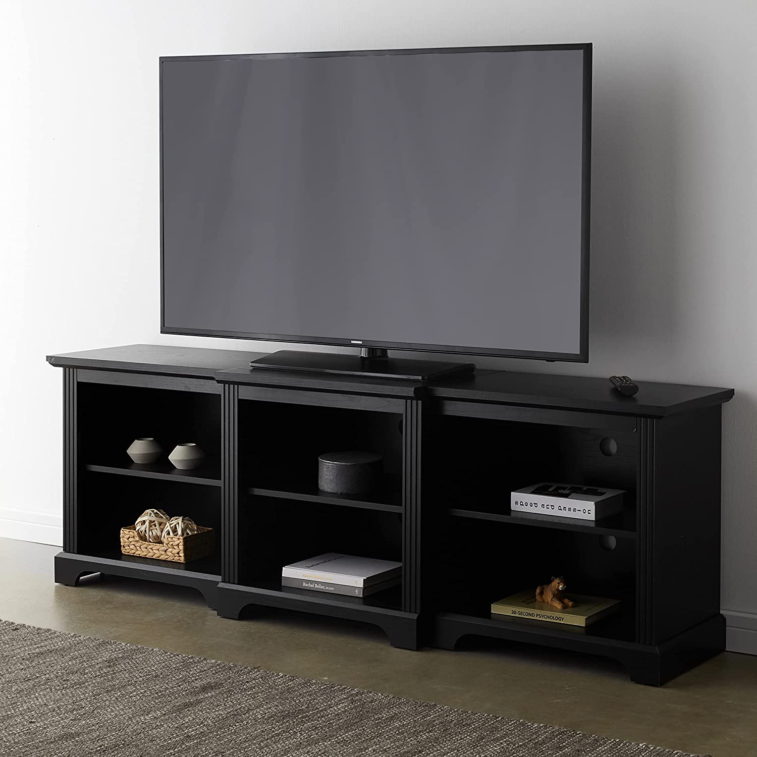 ROCKPOINT 70inch Modern TV Stand Storage Media Console Entertainment Center for TVs up to 80,Black