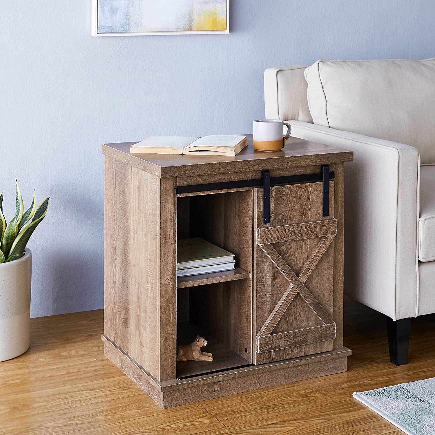 Rockpoint End Table with Sliding Barn Door, 24