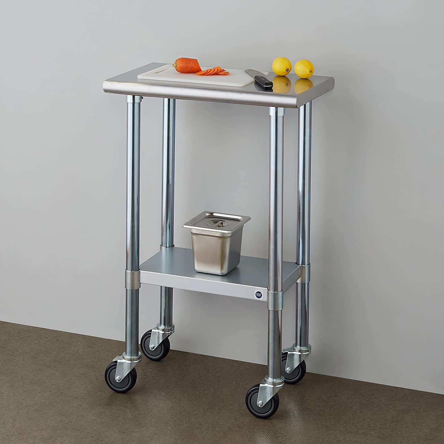 Rockpoint Stainless Steel Table with Caster 14x24 Inches