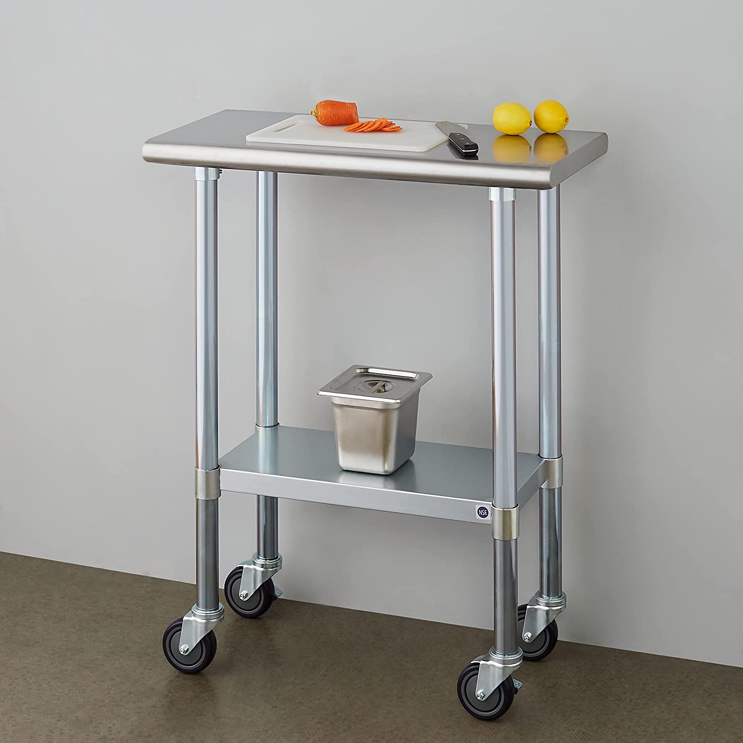 Rockpoint Stainless Steel Table with Caster 14x30 Inches