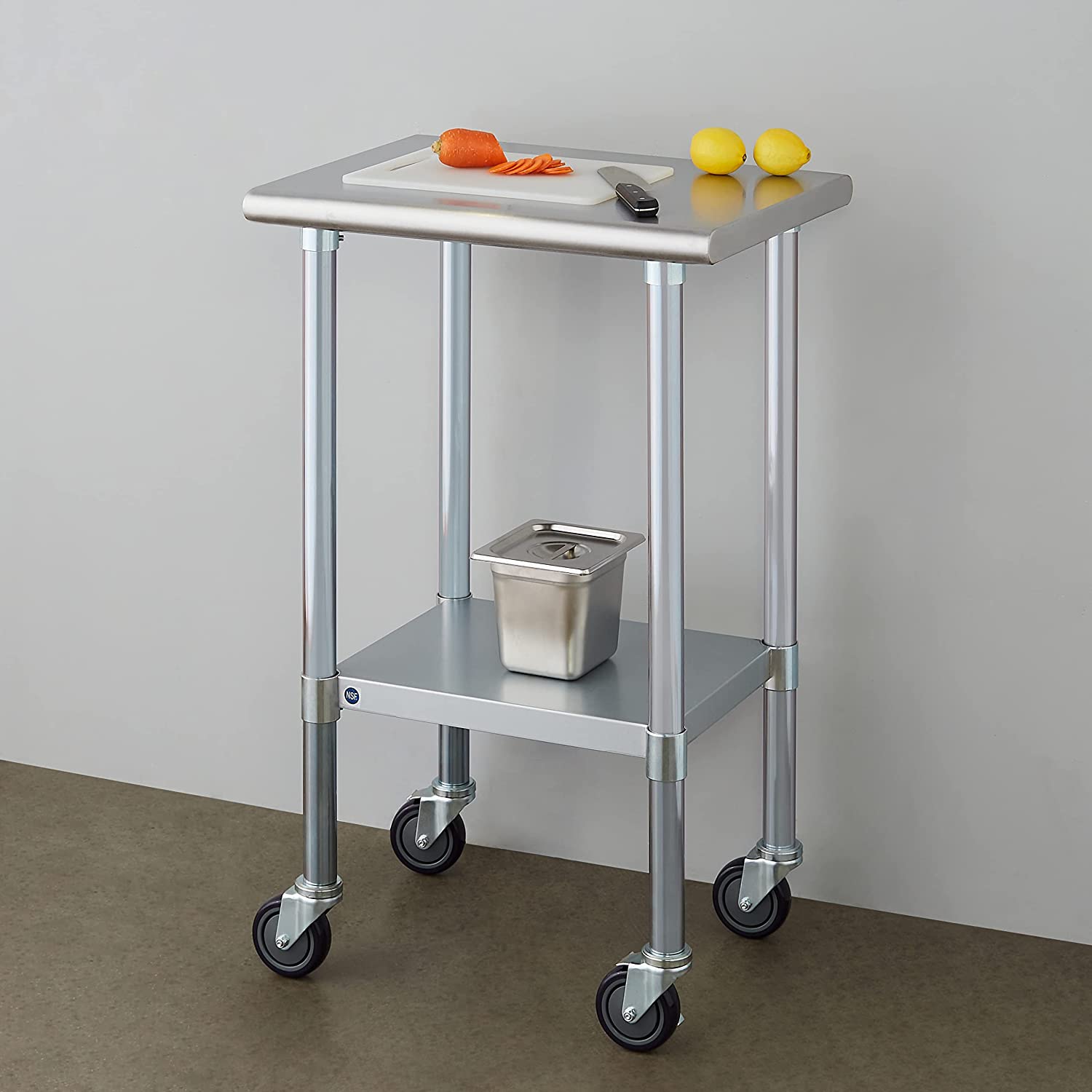 Rockpoint Stainless Steel Table with Caster 18x24 Inches