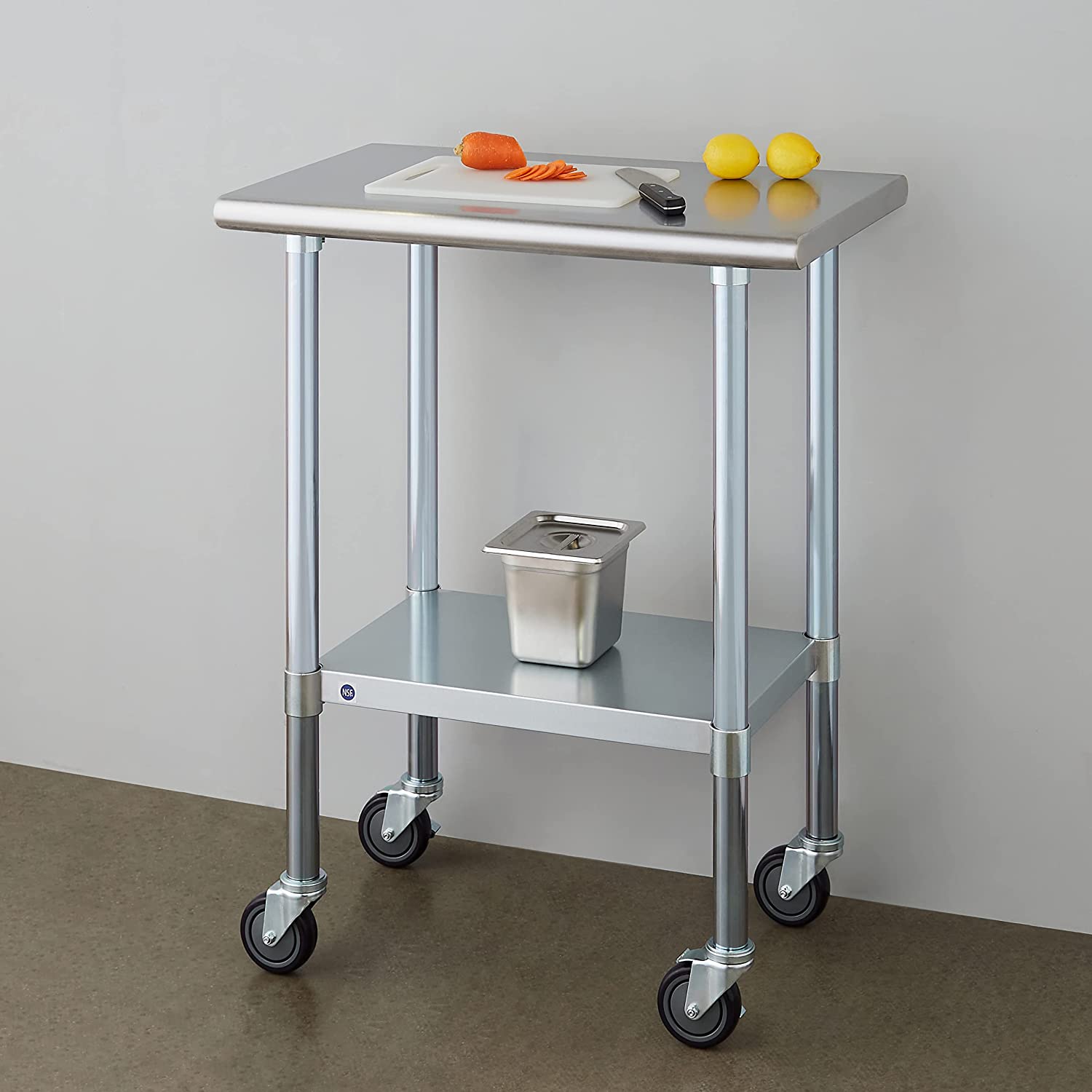 Rockpoint Stainless Steel Table with Caster 18x30 Inches