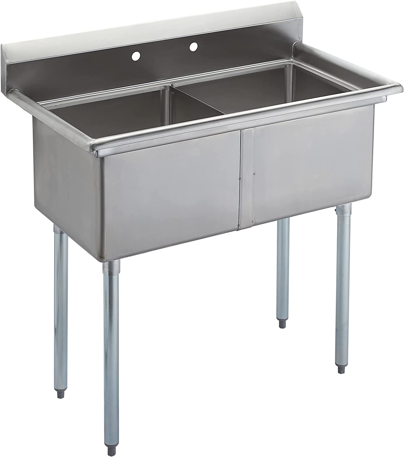 ROCKPOINT 2 Compartment Stainless Steel Commercial Kitchen Prep & Utility Sink, Silver