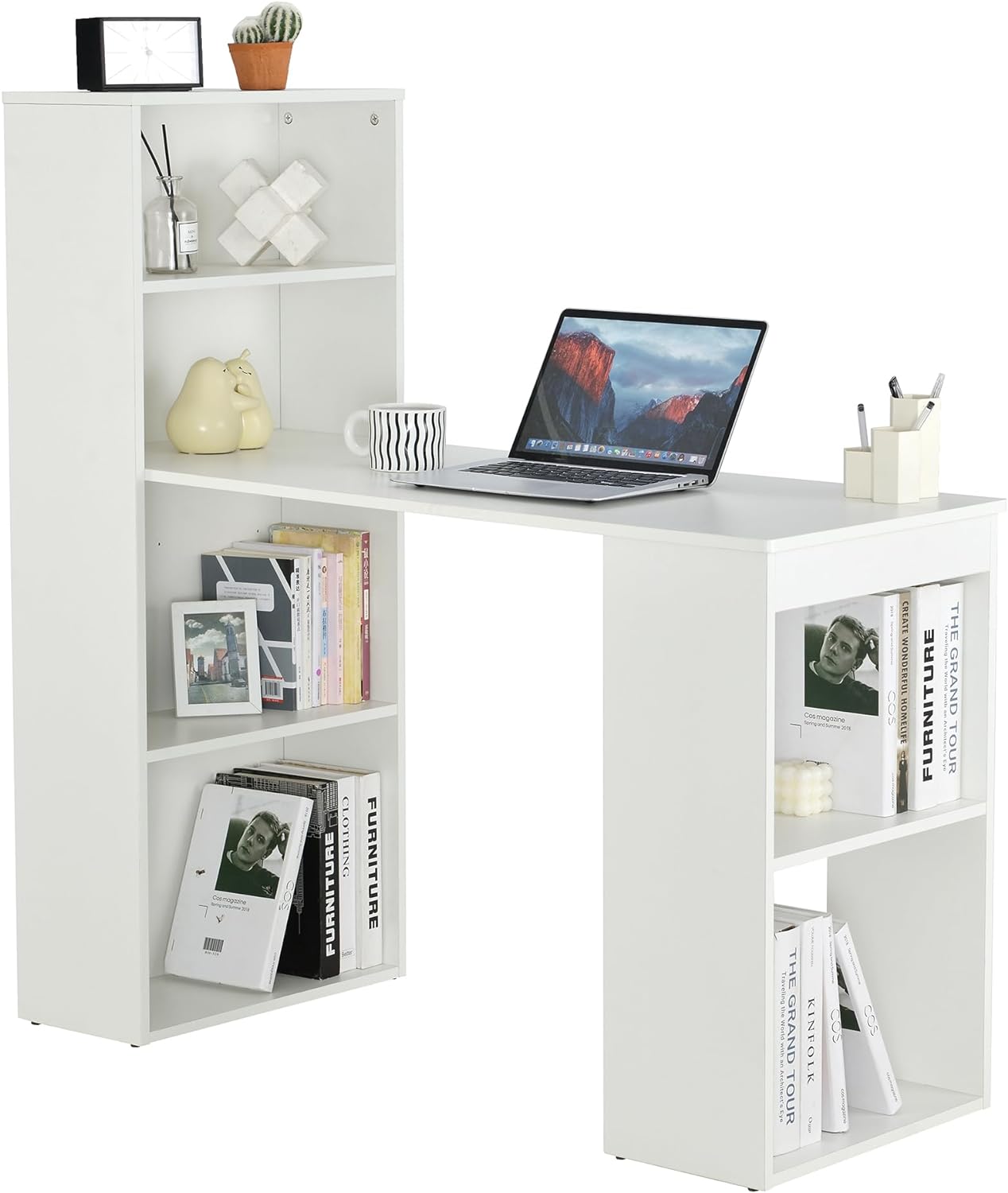 ROCKPOINT White Bookcase Computer Desk