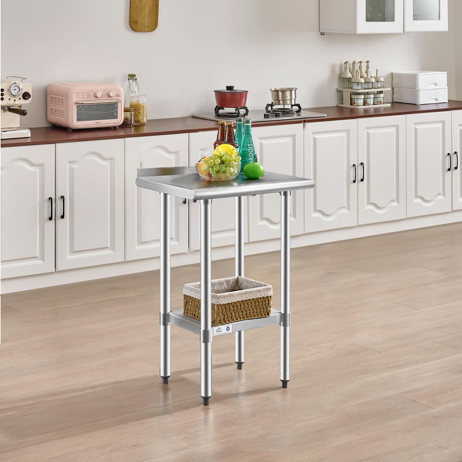 ROCKPOINT Stainless Steel Table with Backsplash 18x24 Inches