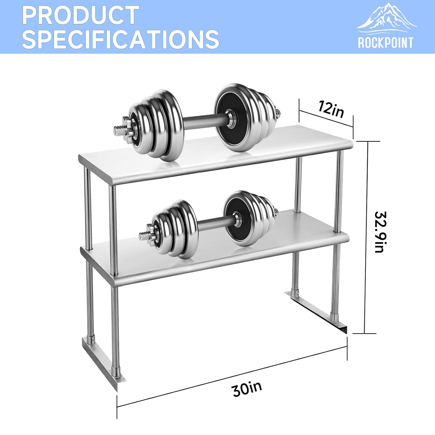 ROCKPOINT Stainless Steel overshelf for Prep Work Table 12